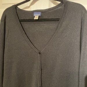 Women Black V-neck Cardigan - size L